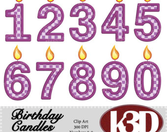 Birthday Purple Number Candle 0 1 2 3 4 5 6 7 8 9 Clipart