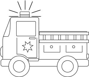 Black And White   Firetruck Clipart Image Black And White Fire Truck