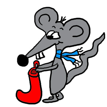 Christmas Clipart  Christmas Mouse With Scarf Holding Stocking Clipart