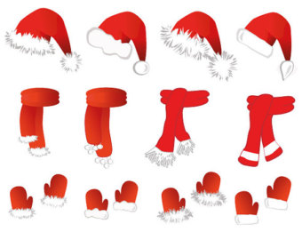 Claus Costume Clip Art Christmas Santas Hat Gloves Scarf Clipart