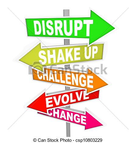 Clip Art Of Disrupt Change Direction New Ideas Technology Signs   All