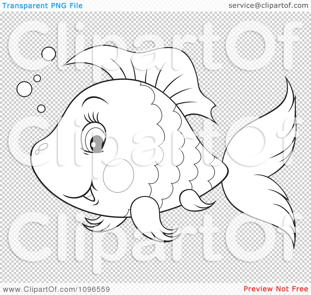 Clipart Happy Black And White Fish   Royalty Free Illustration