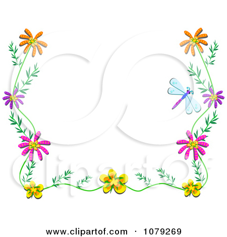 Dragonfly Border Clipart Clipart Dragonfly And Floral Border