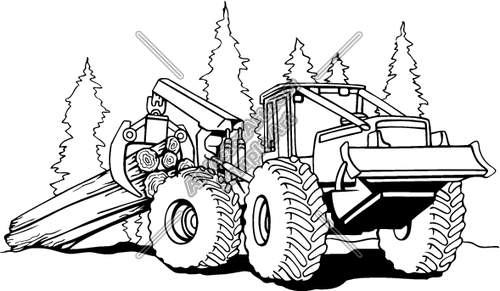 Foresting Skidder With Logs Clipart And Vectorart  Construction