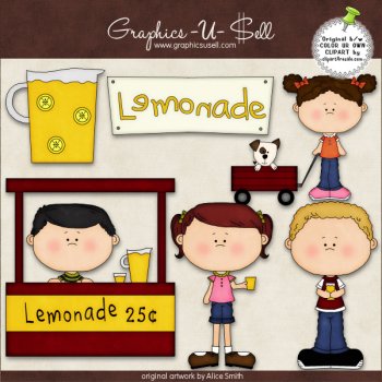 Lemonade Stand By Clipart 4 Resale    1 00   Whimsy Doodle Graphics