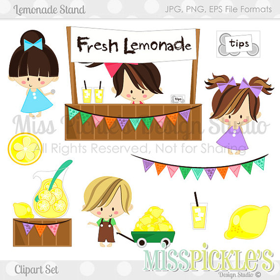 Lemonade Stand Clipart Set By Misspicklesgraphics On Etsy