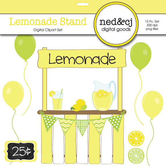 Lemonade Stand Digital Scrapbook Clipart   Lemonade Clipart   Lemon