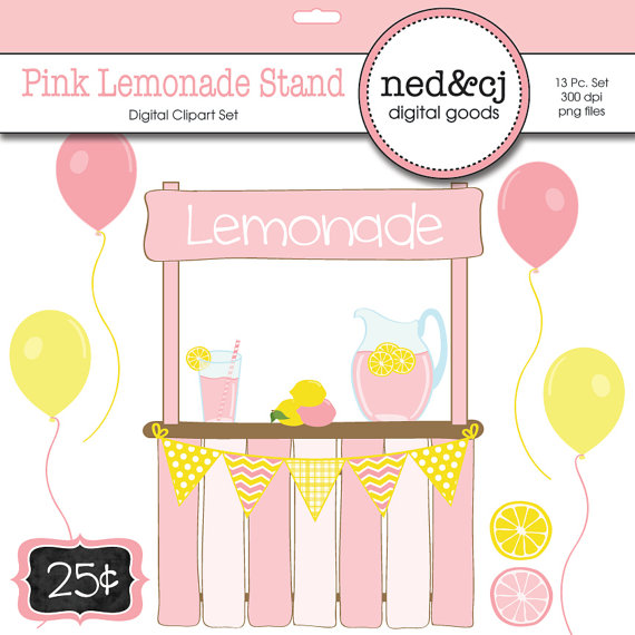 Lemonade Stand   Digital Scrapbook Clipart   Pink Lemonade Clipart