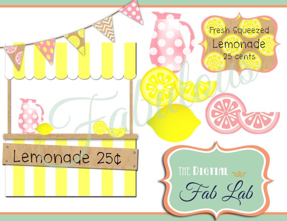 Pink Lemonade Digital Clipart Lemonade Stand Lemons Banner