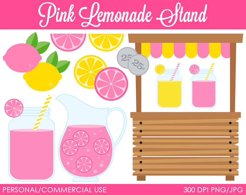 Pink Lemonade Stand Clipart Digital Clip Art By Mareetruelove