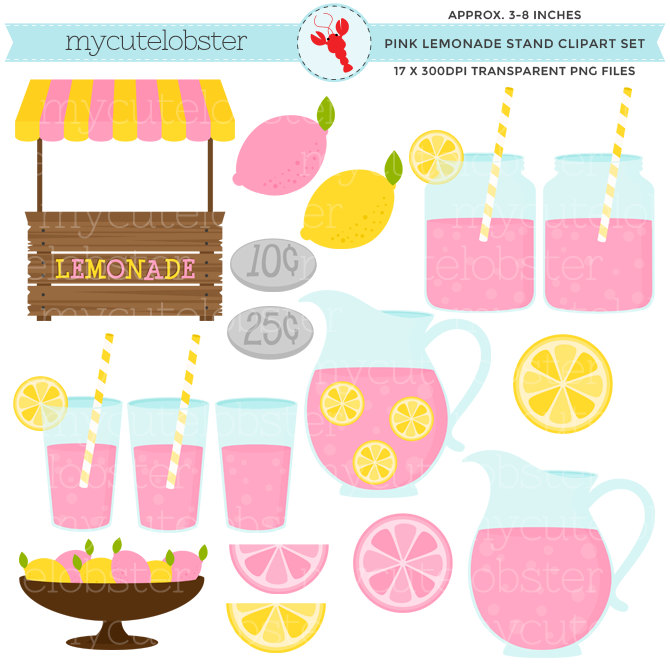 Pink Lemonade Stand Clipart Set Clip Art By Mycutelobsterdesigns