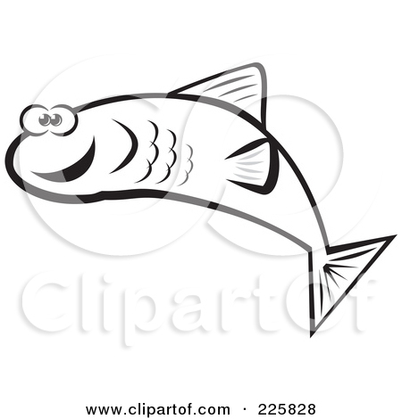 Royalty Free  Rf  Clipart Illustration Of A Black And White Happy Fish