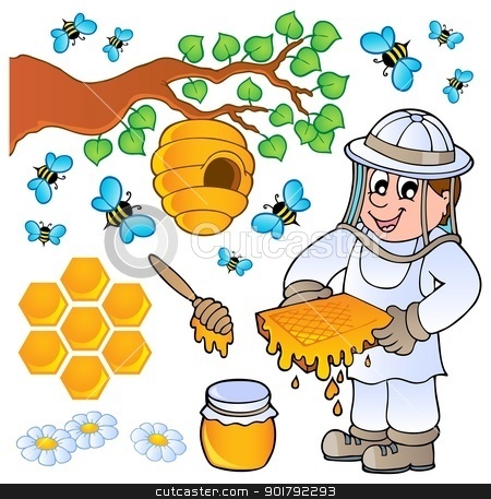Stock Vector Clipart Honey Bee Theme Collection   Vector Illustration