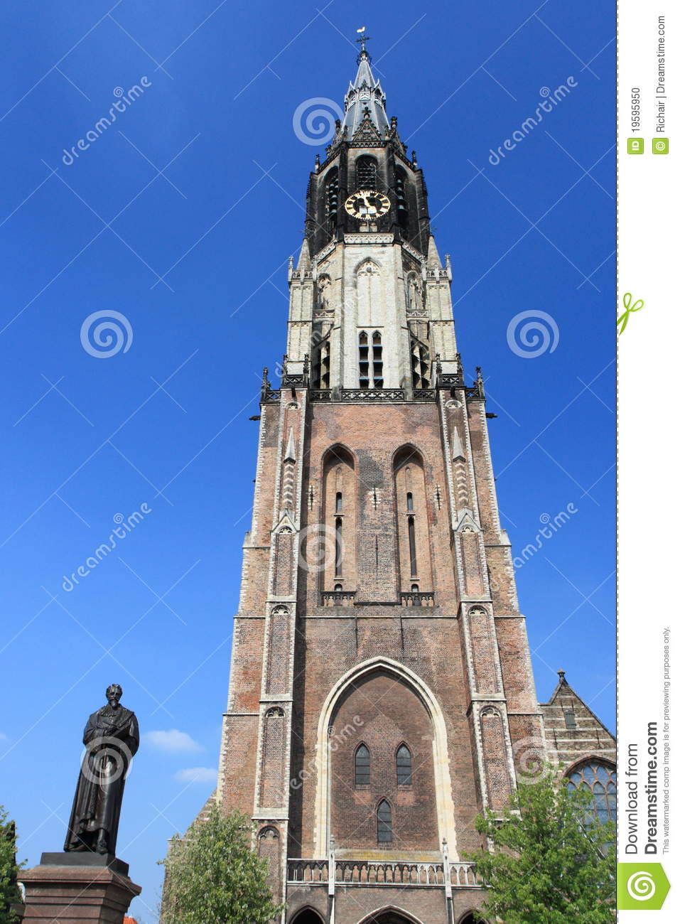 The Historic New Church In Delft With The Statue Of Hugo Grotius  Aka