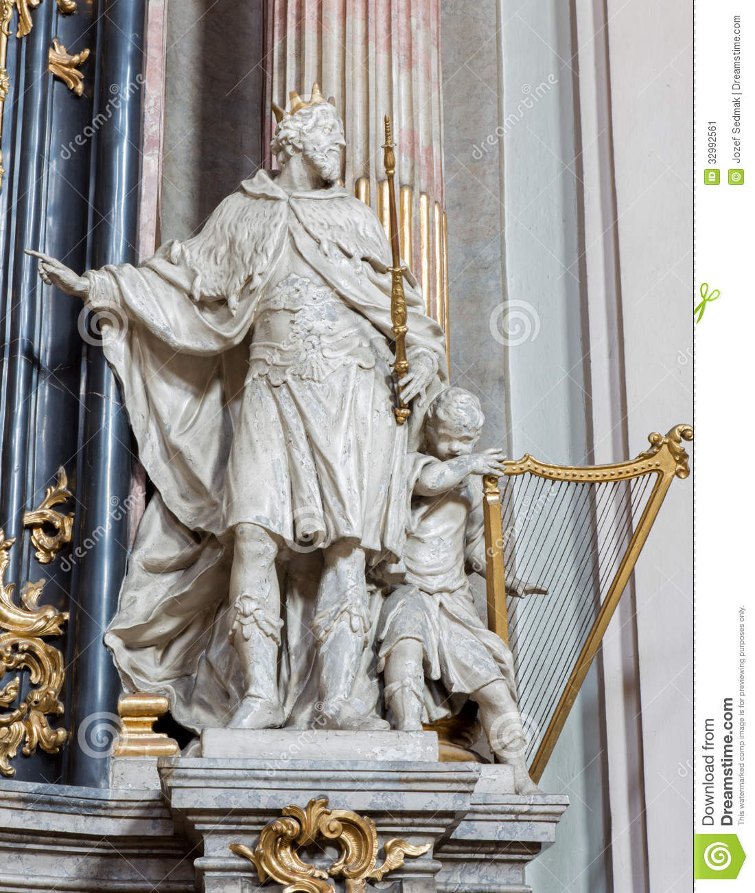 Vienna   Statue Of King David From Baroque Church Maria Treu  Church