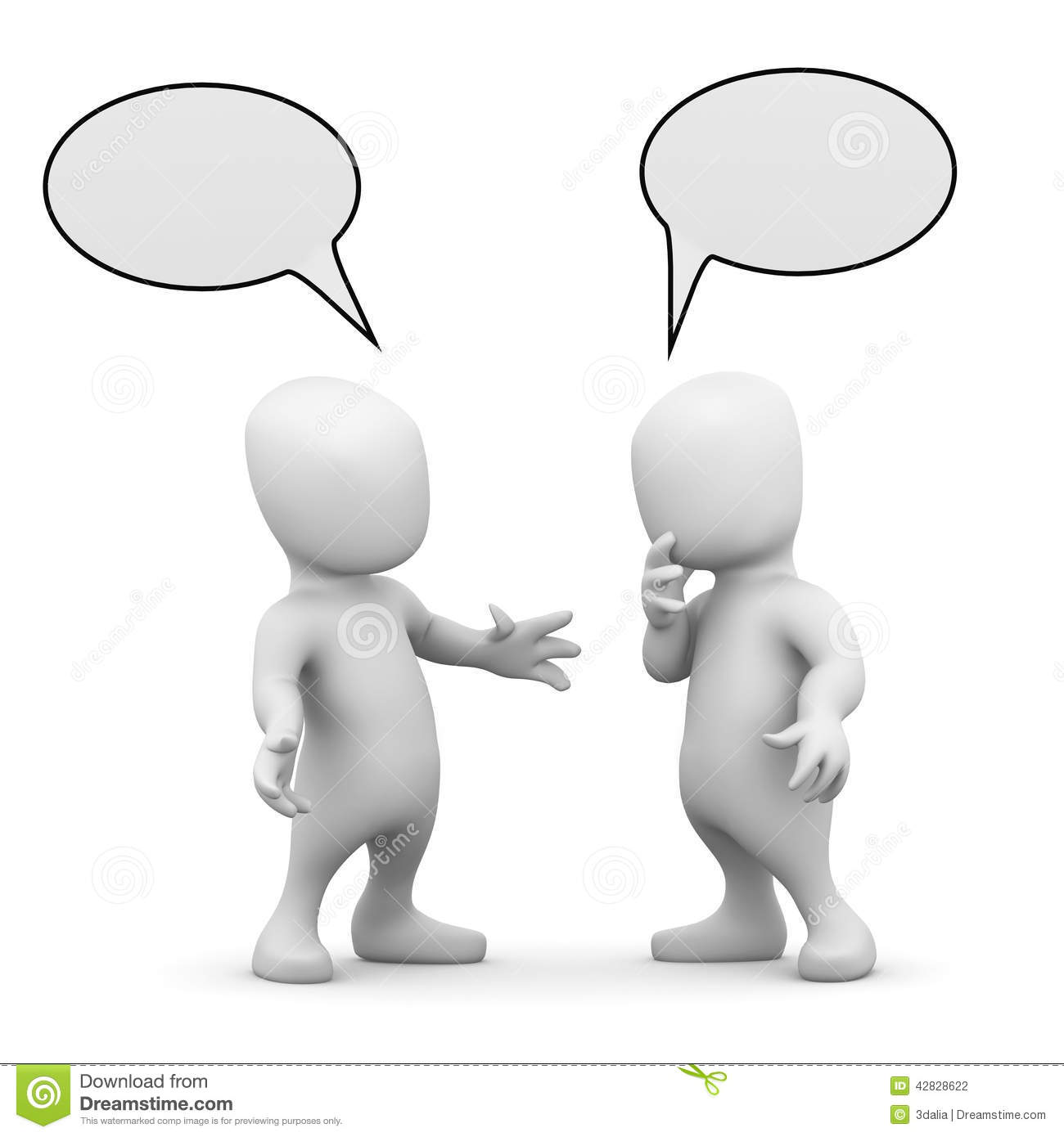 3d Render Of Two Little People Talking To Each Other With Empty Speech