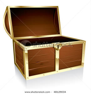 An Open Wood Treasure Chest   Clipart