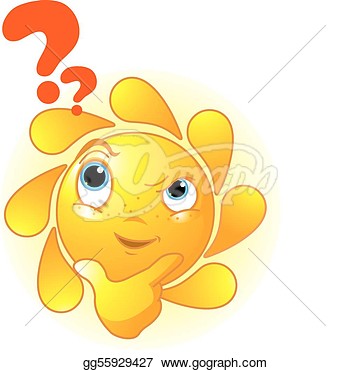 Character Of Cute Summer Sun Thinking  Clipart Drawing Gg55929427