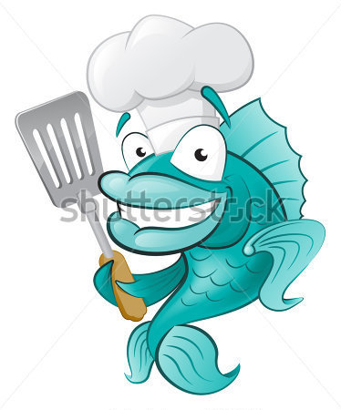 Chef Fish With Spatula Great Illustration Of A Cute Cartoon Cod Fish