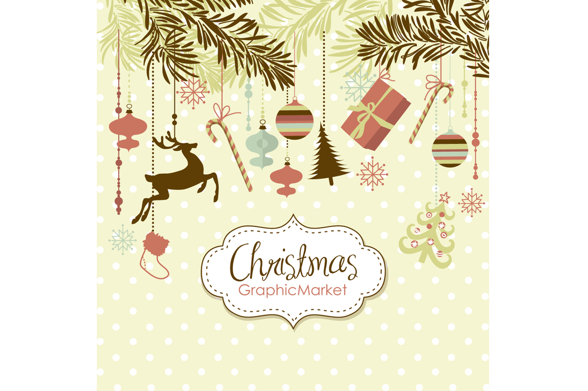 Christmas Clip Artornaments   Illustrations On Creative Market