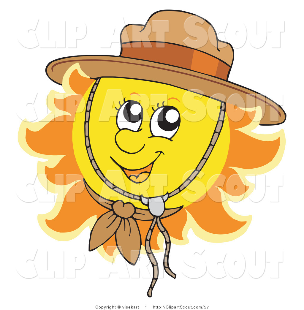 Clipart Cute Summer Sun Wearing Scout Hat Visekart