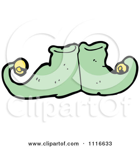 Clipart Green Christmas Elf Shoes 2   Royalty Free Vector Illustration