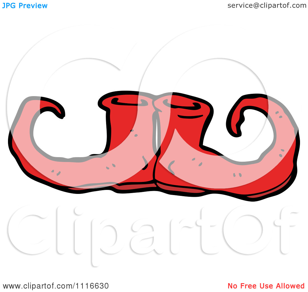 Clipart Red Christmas Elf Shoes 1   Royalty Free Vector Illustration