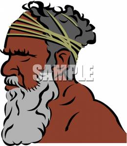 Colorful Cartoon Of An Aboriginal Elder   Royalty Free Clipart Picture
