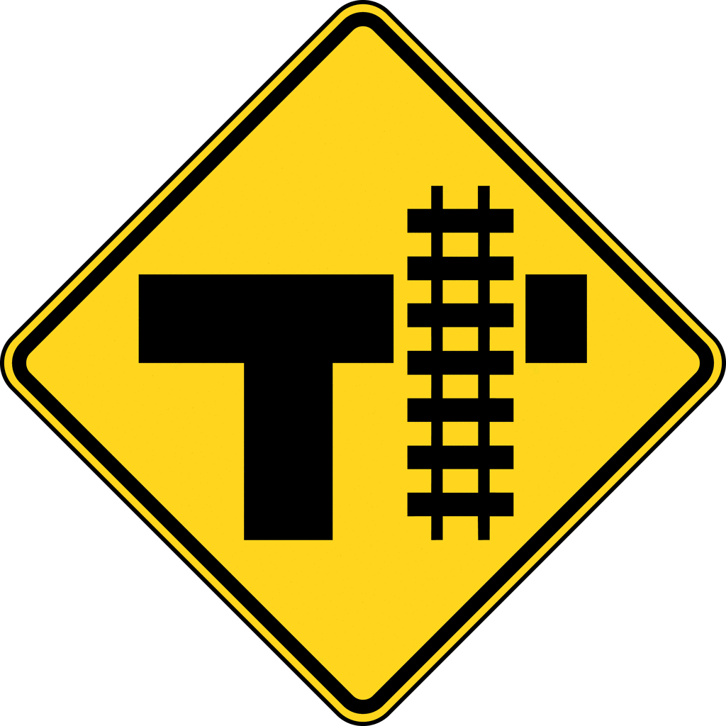 Grade Crossing Advance Warning T Intersection Color   Clipart Etc