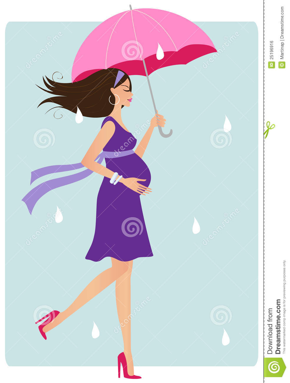Happy Pregnant Woman Wiht Umbrella Royalty Free Stock Image   Image    