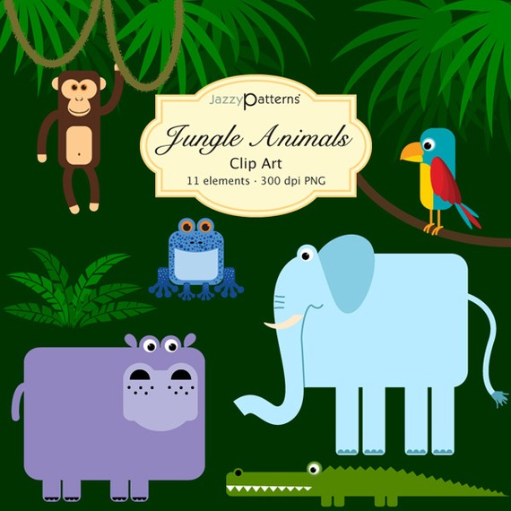 Jungle Animals Clip Art Set Ca005 By Jazzypatterns On Etsy