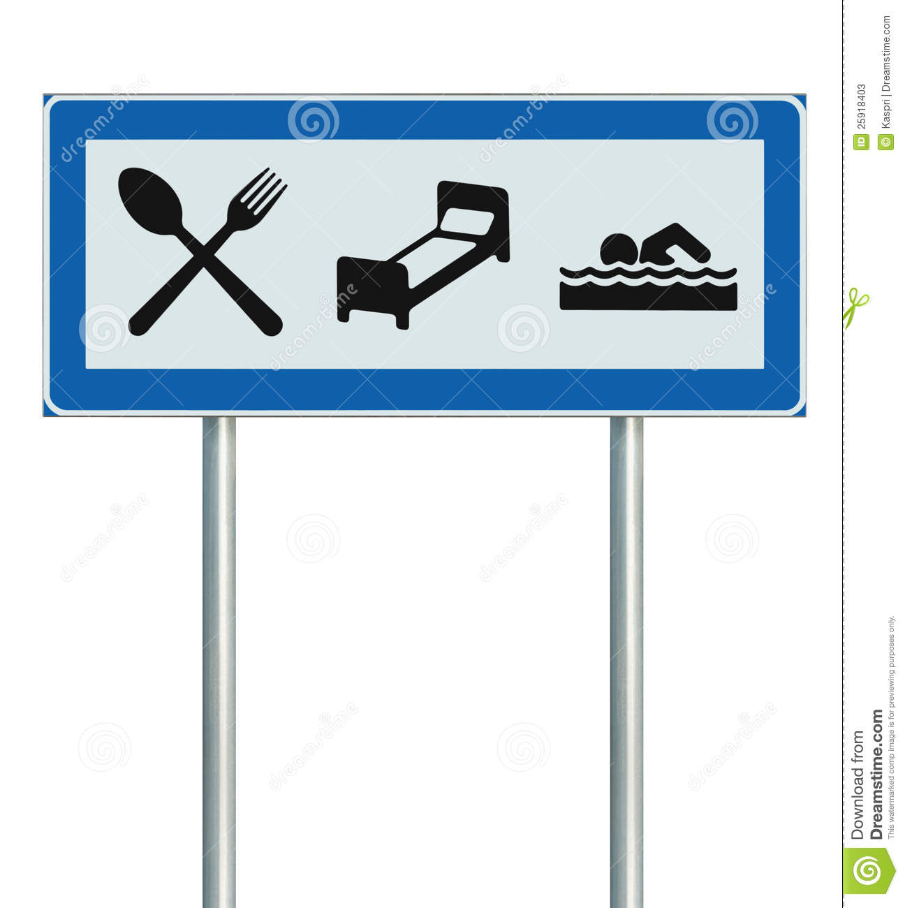 Parking Lot Road Sign Isolated Restaurant Hotel Motel Swimming Pool