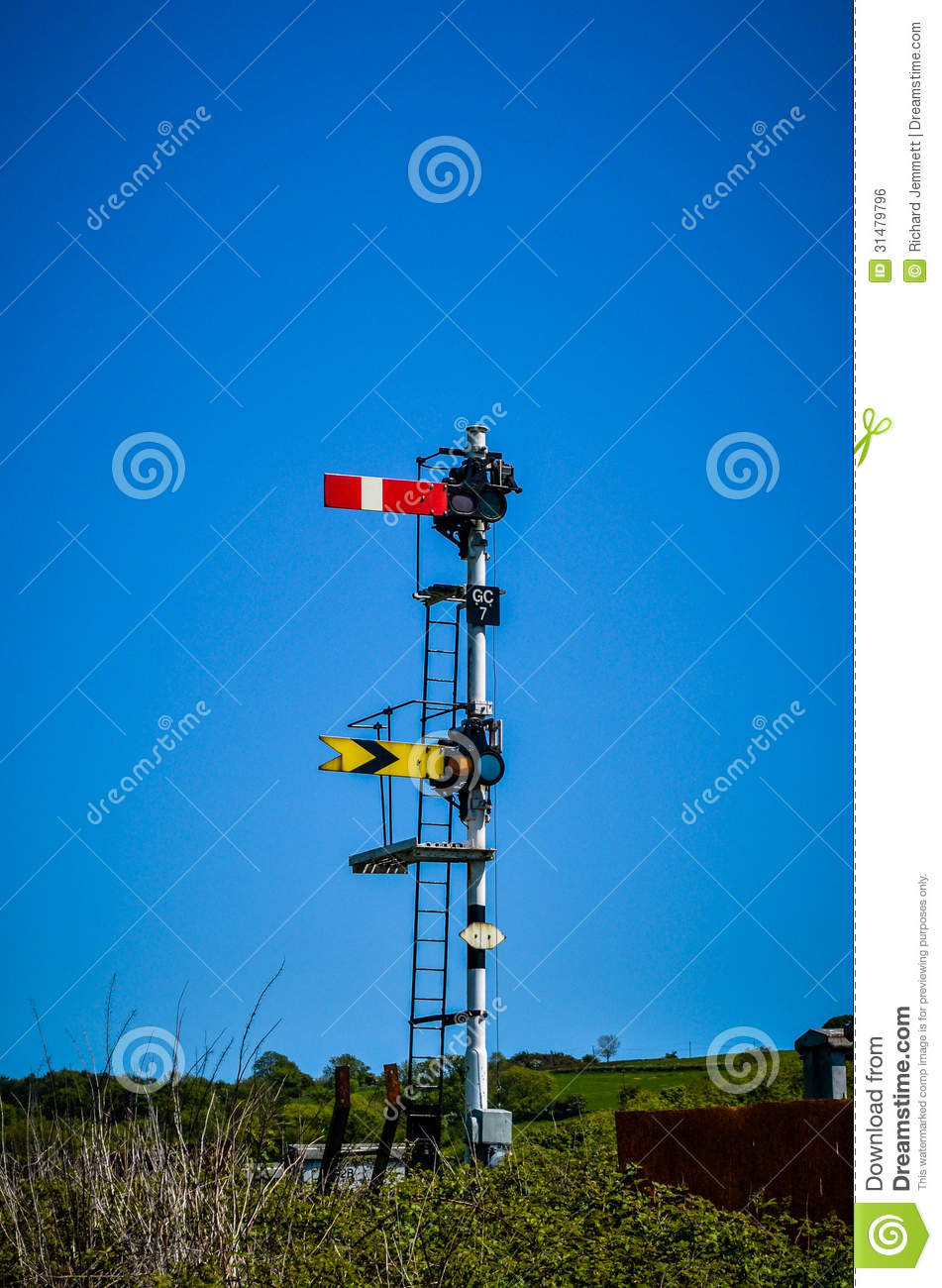 Railroad Signal Against Blue Sky Royalty Free Stock Image   Image