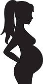 Silhouette Of The Pregnant Woman Expecting A Girl Clipart