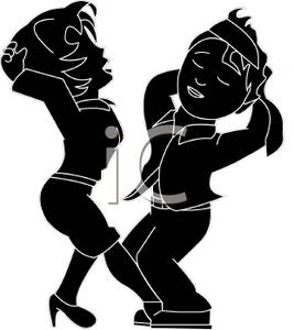 Silhouette Of Two People Dancing   Royalty Free Clipart Picture