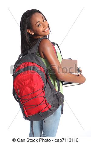 Stock Image Of Cute African American High School Student Girl   Time