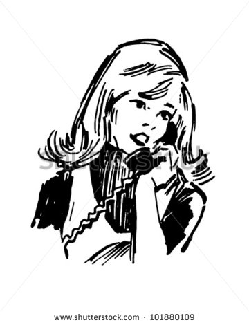 Talking On The Phone With Friends Clipart Gal On The Phone   Retro