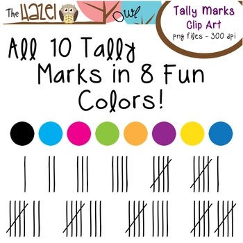 Tally Mark Clip Art  Tallies In 8 Fun Colors