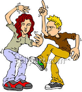 Two Boys Dancing   Royalty Free Clipart Picture