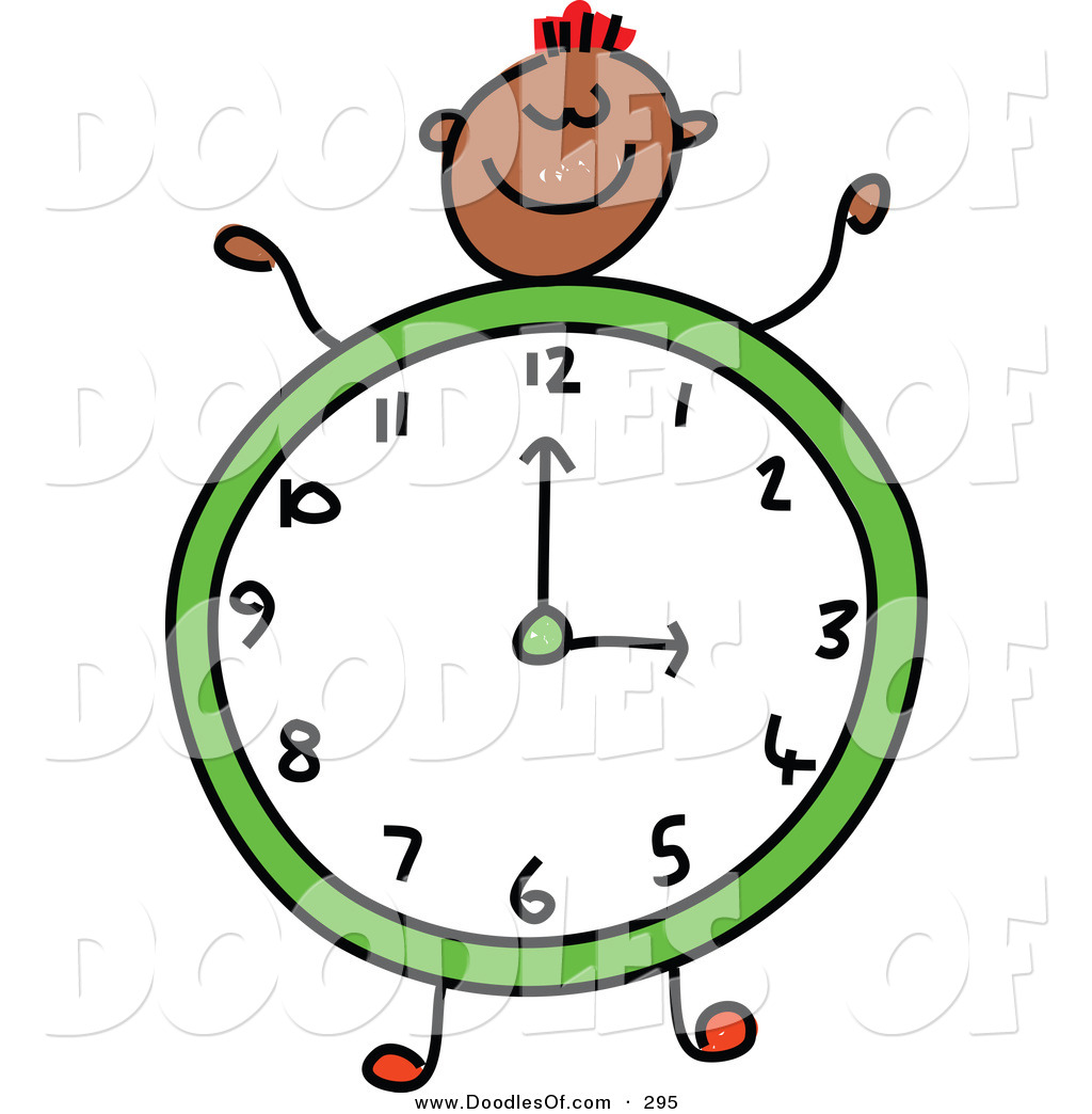 Vector Clipart Of A Childs Sketch Of A Smiling Boy With A Clock Body