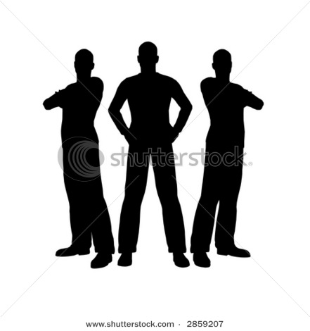 Vector Clipart Silhouette Of An Impatient Man In Three Poses With    