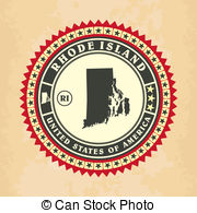 Vintage Label Sticker Cards Of Rhode Island Clip Art Vector