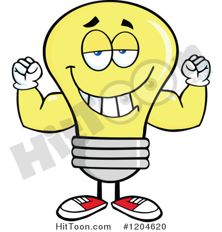 Yellow Light Bulb Clipart  1204620  Happy Yellow Light Bulb Mascot    