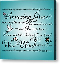 Amazing Grace Canvas Prints   Amazing Grace Word Art Canvas Print By