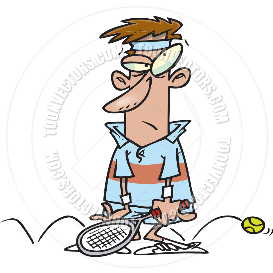 Cartoon Sore Loser Tennis Player By Ron Leishman   Toon Vectors Eps