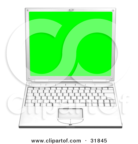 Clipart Illustration Of A White Laptop Computer Facing Front With A