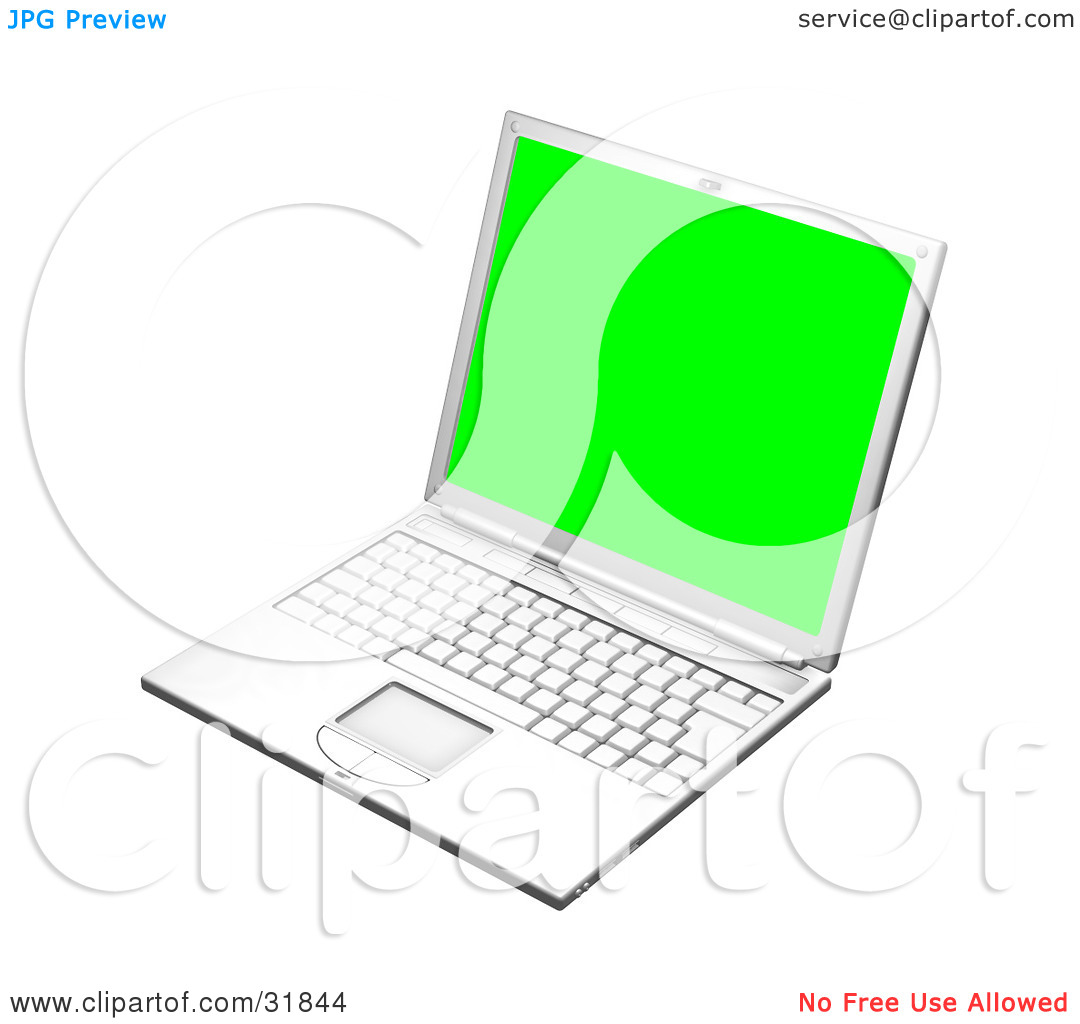 Clipart Illustration Of A White Laptop Computer Turned Slightly To The
