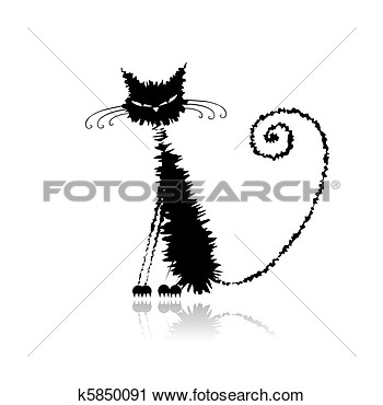 Clipart Of Funny Black Wet Cat For Your Design K5850091   Search Clip    