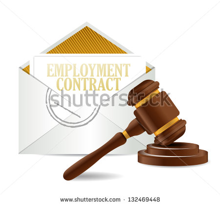 Employment Contract Document Papers And Gavel Illustration Design Over