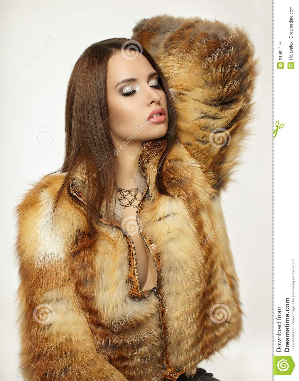Free Stock Image  Beautiful Woman In A Fur Coat  Image  21999176